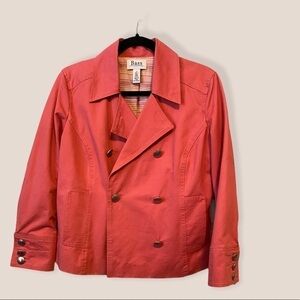 Bass 100%cotton pink military short button jacket